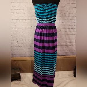 Express Strapless Colorful Maxi Dress. Sz S